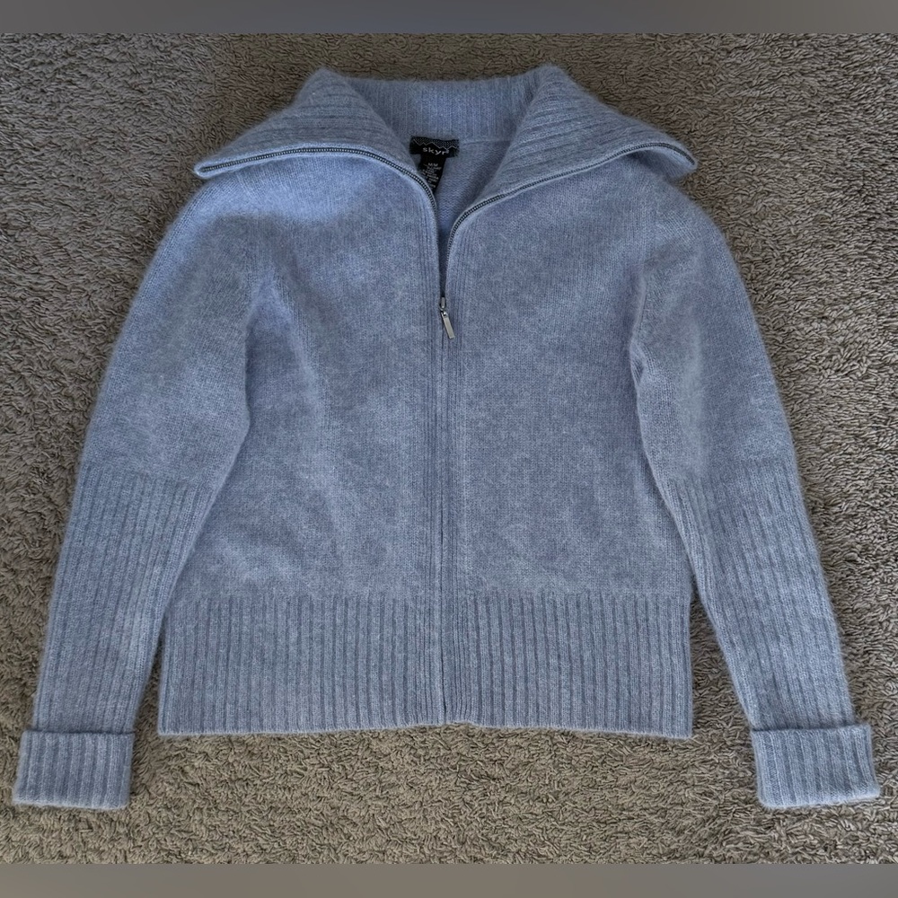Angora wool zip sweater